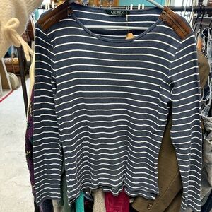 Ralph Lauren Blue and White Striped Top
